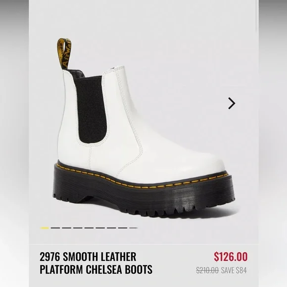 Dr. Martens 2976 White Platform Chelsea Boots - Picture 1 of 5